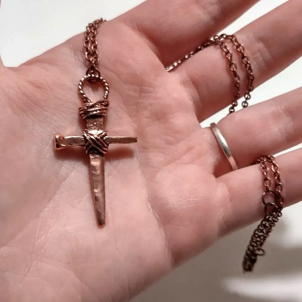 Cross Necklace Medieval Copper Christian Crucifix Christmas Birthday Gift - NEW!